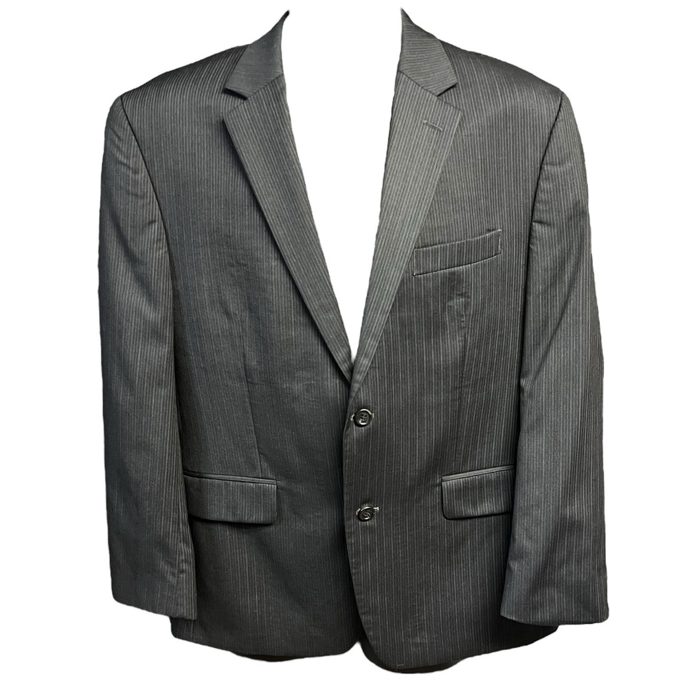 Joseph Abboud Suit Jacket 42 Short Grey Blue Pinstripe‎ Single Breasted Tailored